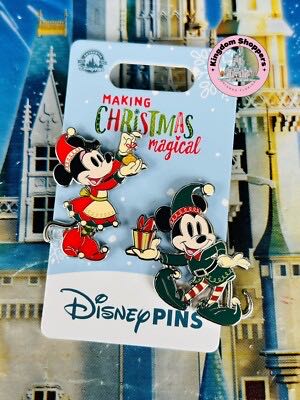 Christmas Disney Parks Mickey & Minnie 2 Pin Set Making Christmas Magical  pin collectible [Barcode 400984369122] - Main Image 2