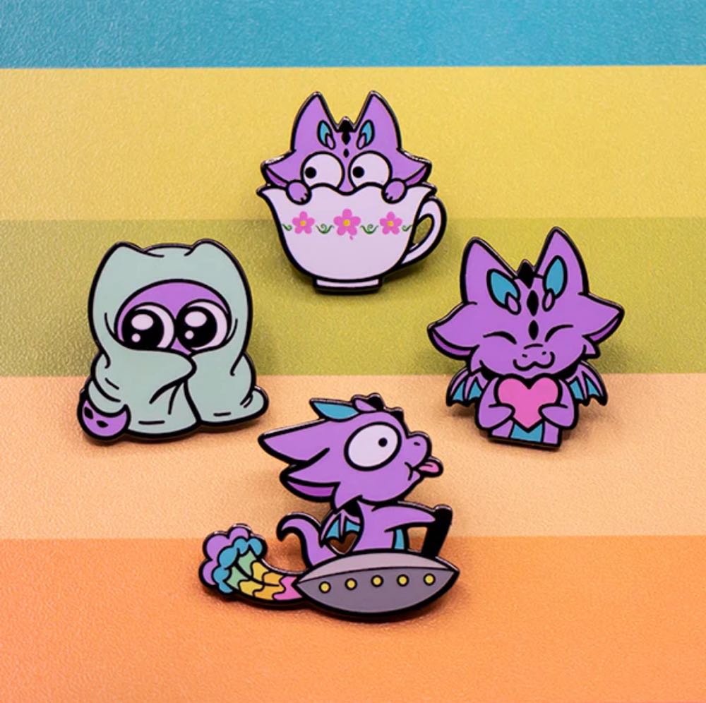 D&B Emote Pack 2 - Heart Hug, Scared, Teatime & Bye!!! - Enamel Pin pin collectible [Barcode 810002712500] - Main Image 3