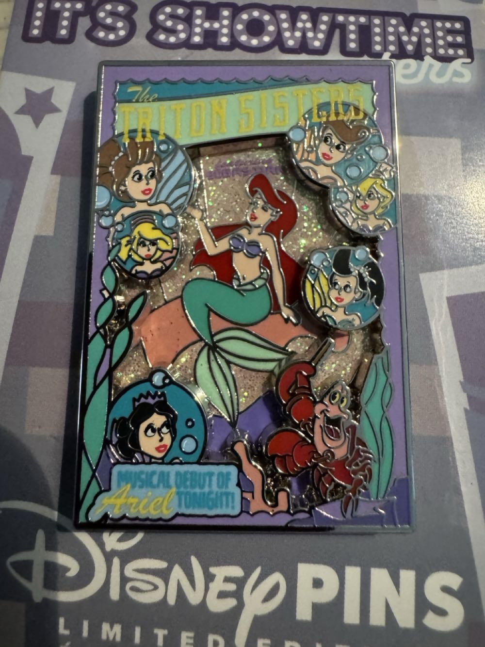 The Little Mermaid, It’s Showtime Poster, Ariel And The Triton Sisters Pin - Disney Pin pin collectible [Barcode 400983769077] - Main Image 2