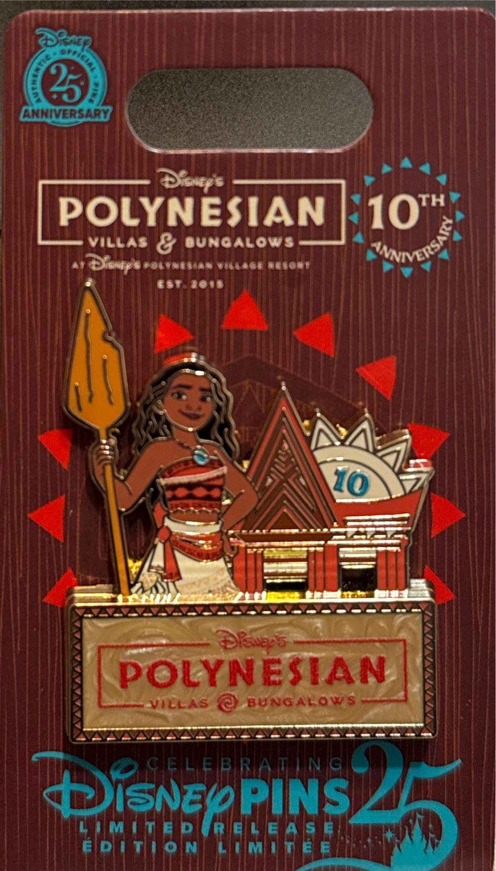 Polynesian Villas & Bungalows 10th Anniversary  pin collectible [Barcode 400987674933] - Main Image 1