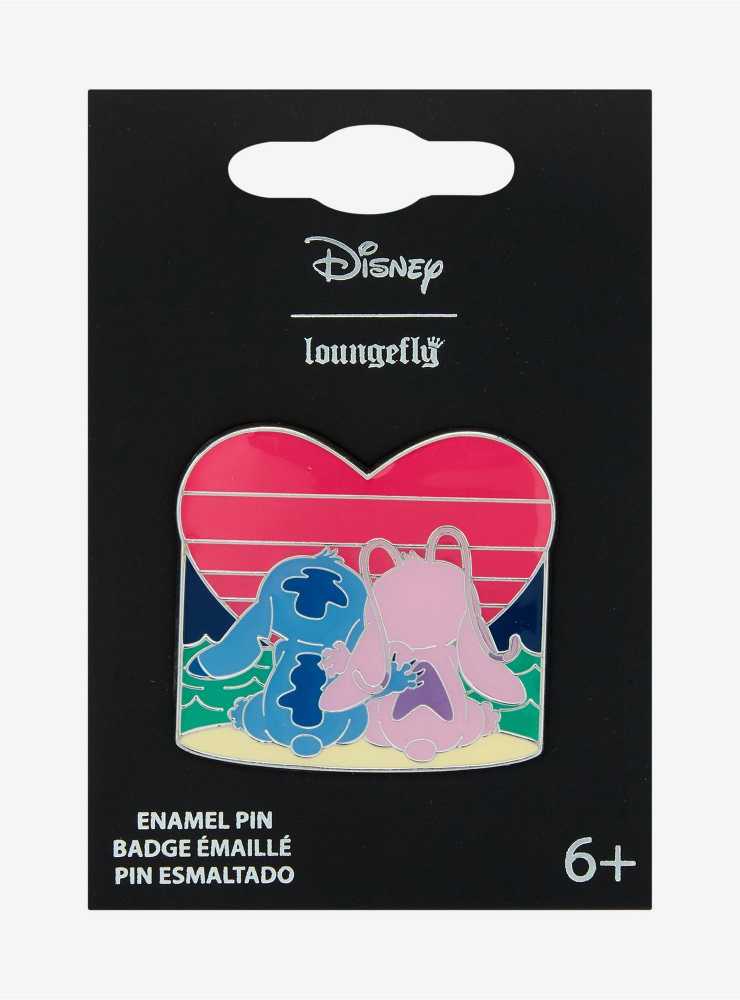 Loungefly Disney Lilo & Stitch Angel & Stitch Heart Sunset Enamel Pin — BoxLunch Exclusive  pin collectible [Barcode 32989472] - Main Image 2