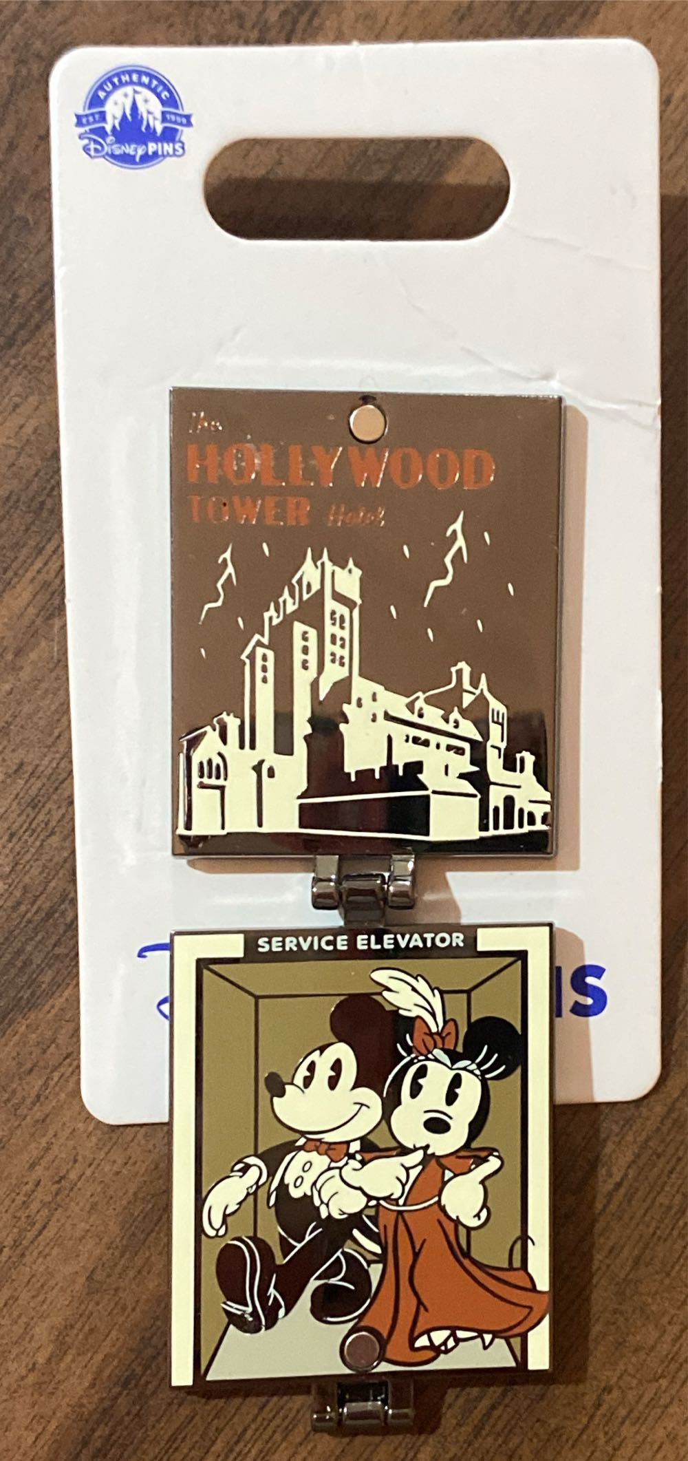 Hollywood Tower Hotel Donald Mickey And Minnie Hinge Pin  pin collectible - Main Image 2