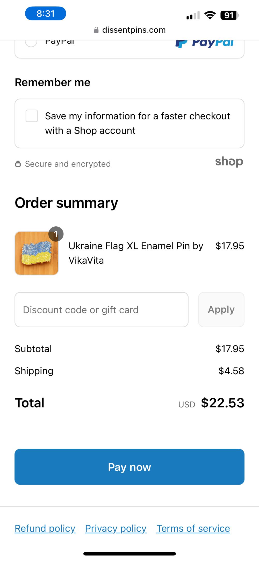 Ukraine Flag XL Enamel Pin by VikaVita Ukrane Pin  pin collectible - Main Image 2