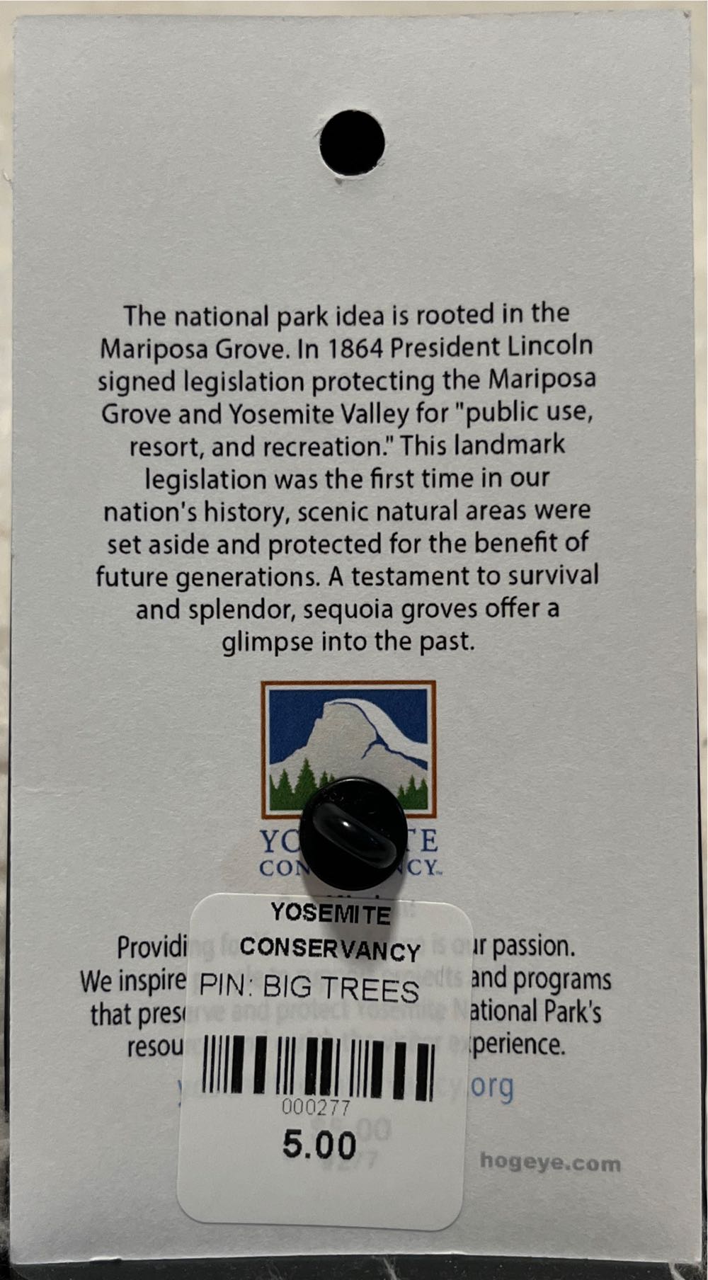 Yosemite National Park- Mariposa Grove  pin collectible - Main Image 3