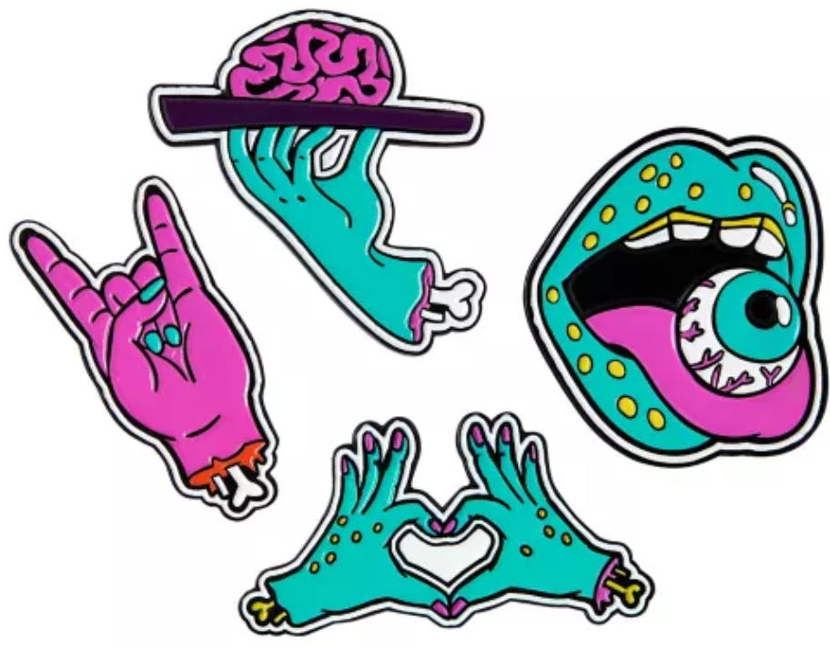 Black & White Moth Enamel Pin Set