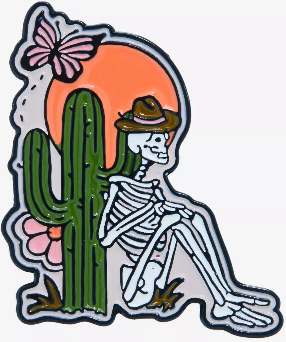 Sitting Skeleton With Cactus Enamel Pin By Kira Cyan  pin collectible - Main Image 2