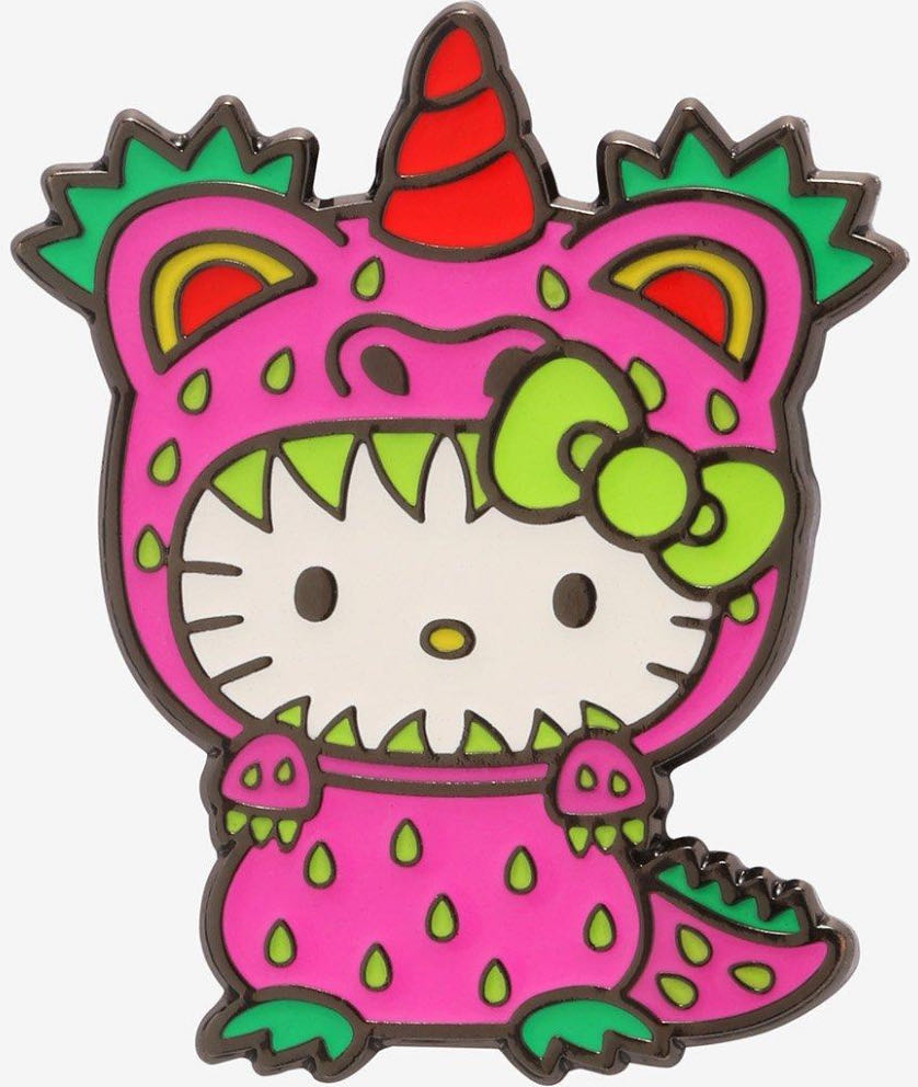 Hello Kitty Sweet Monster Kaiju Enamel Pin Strawberry Godzilla  pin collectible - Main Image 2