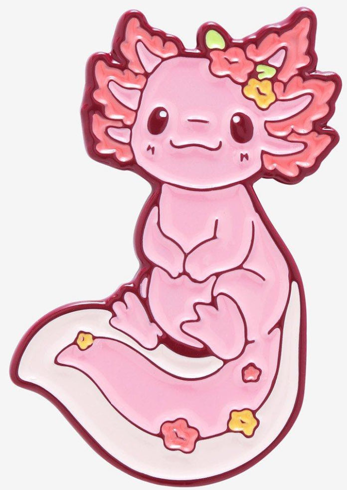 Floral Axolotl Enamel Pin By Naomi Lord Art  pin collectible - Main Image 2