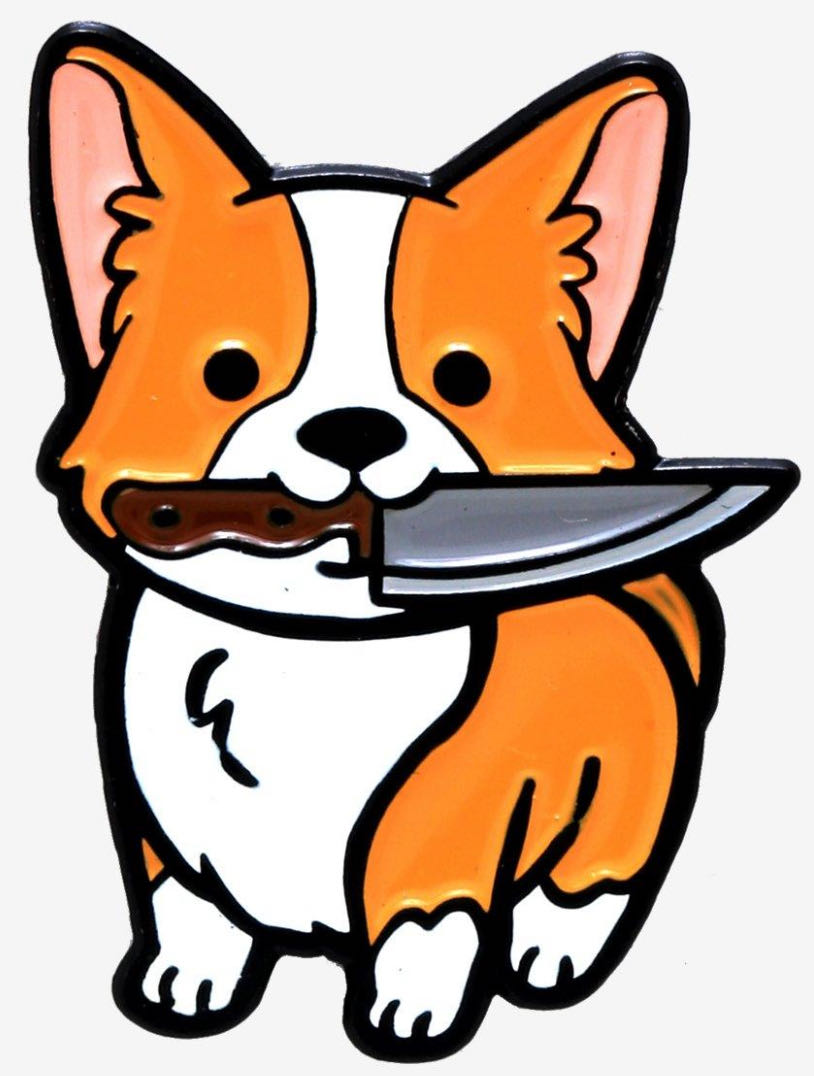 Corgi With Knife Enamel Pin  pin collectible - Main Image 2