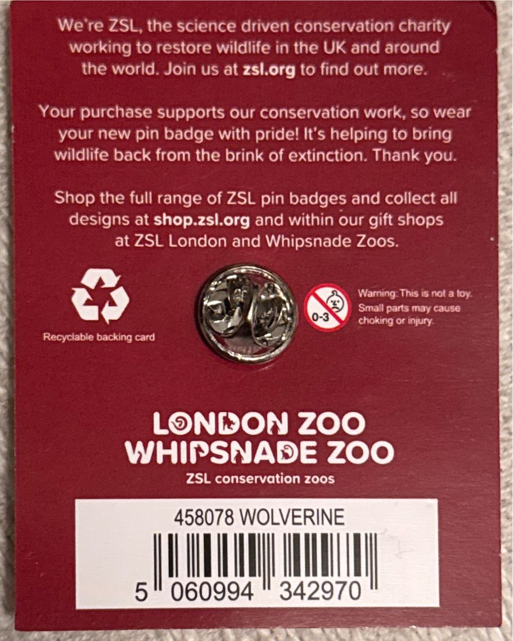 ZSL - Wolverine - Lapel pin collectible [Barcode 5060994342970] - Main Image 2