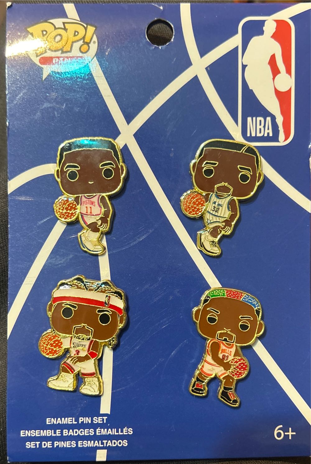 Funko Nba Pop Shaq Rodman Iverson Isiah Thomas New Allen Dennis Enamel Set Shaq Rodman Iverson - Enamel Pin pin collectible [Barcode 671803405394] - Main Image 2