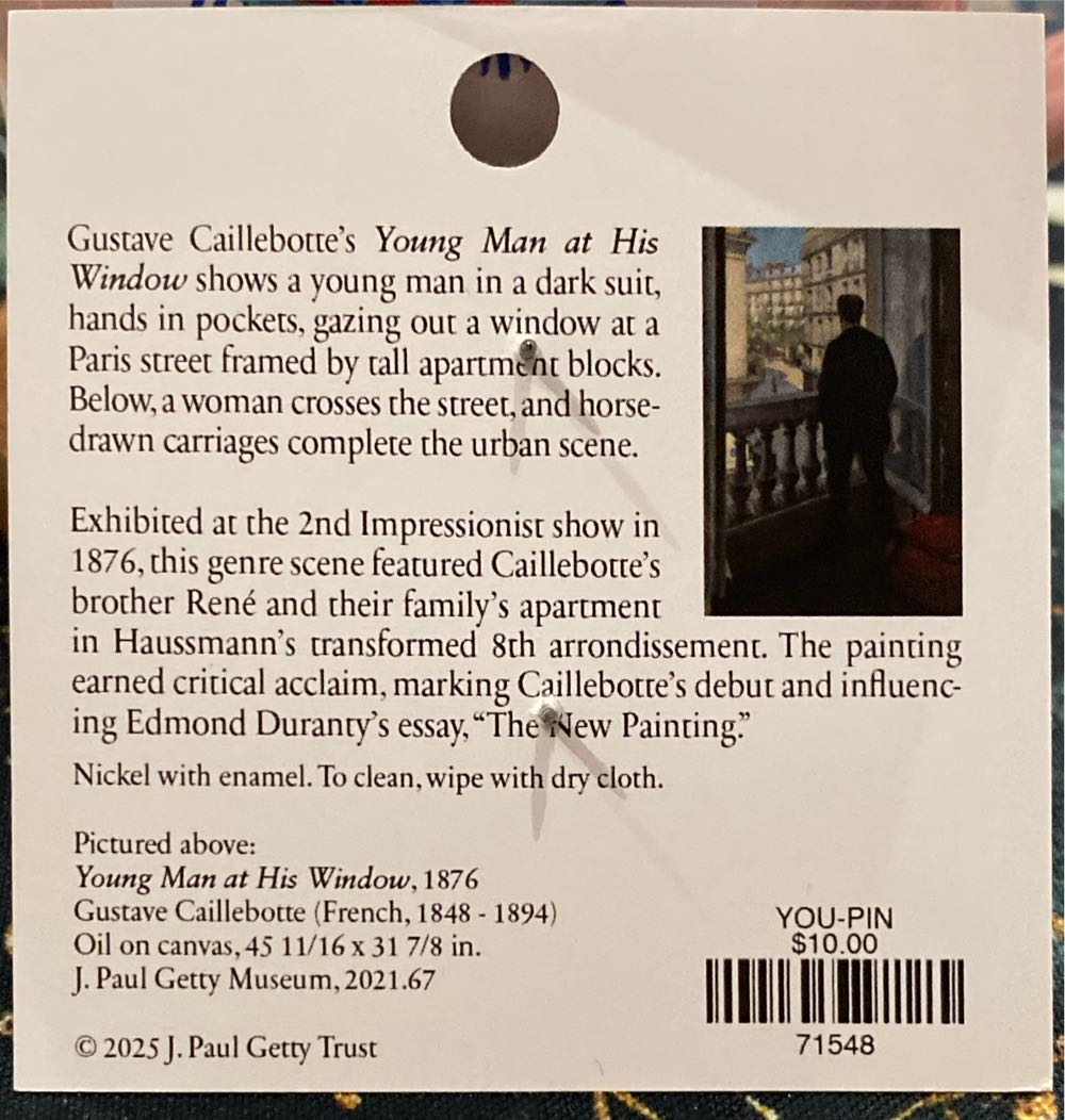 Getty Gustave Caillebotte Exhibit J. Paul Getty Museum - Pin pin collectible - Main Image 2