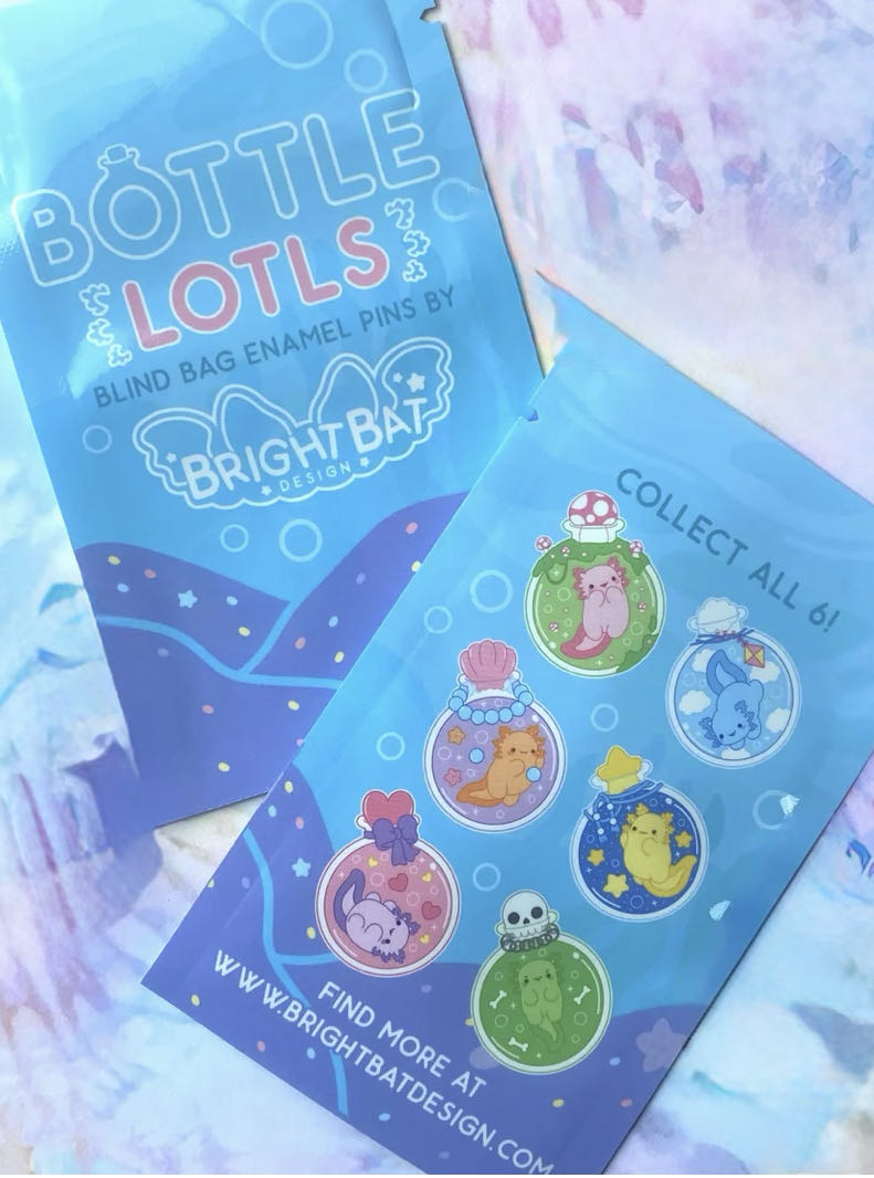 Bottle Lotl Axolotl Blind Bag Enamel Pins Bright Bat Design  pin collectible - Main Image 2