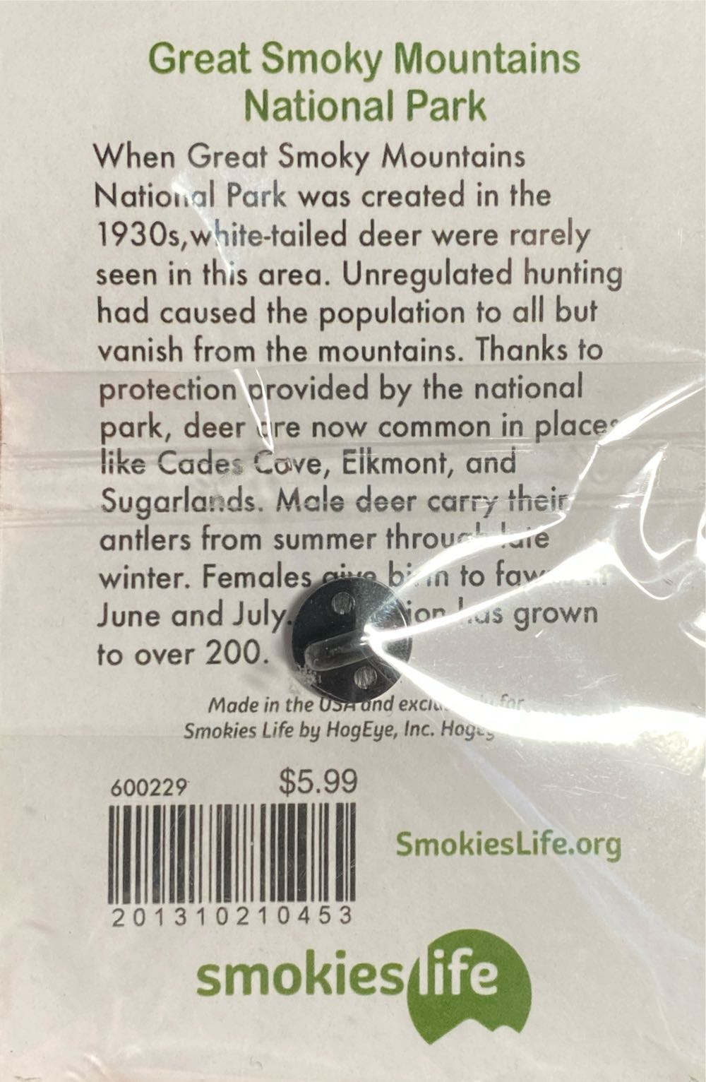 Great Smoky Mountains National Park Cades Cove White-Tailed Deer - Pin pin collectible - Main Image 2