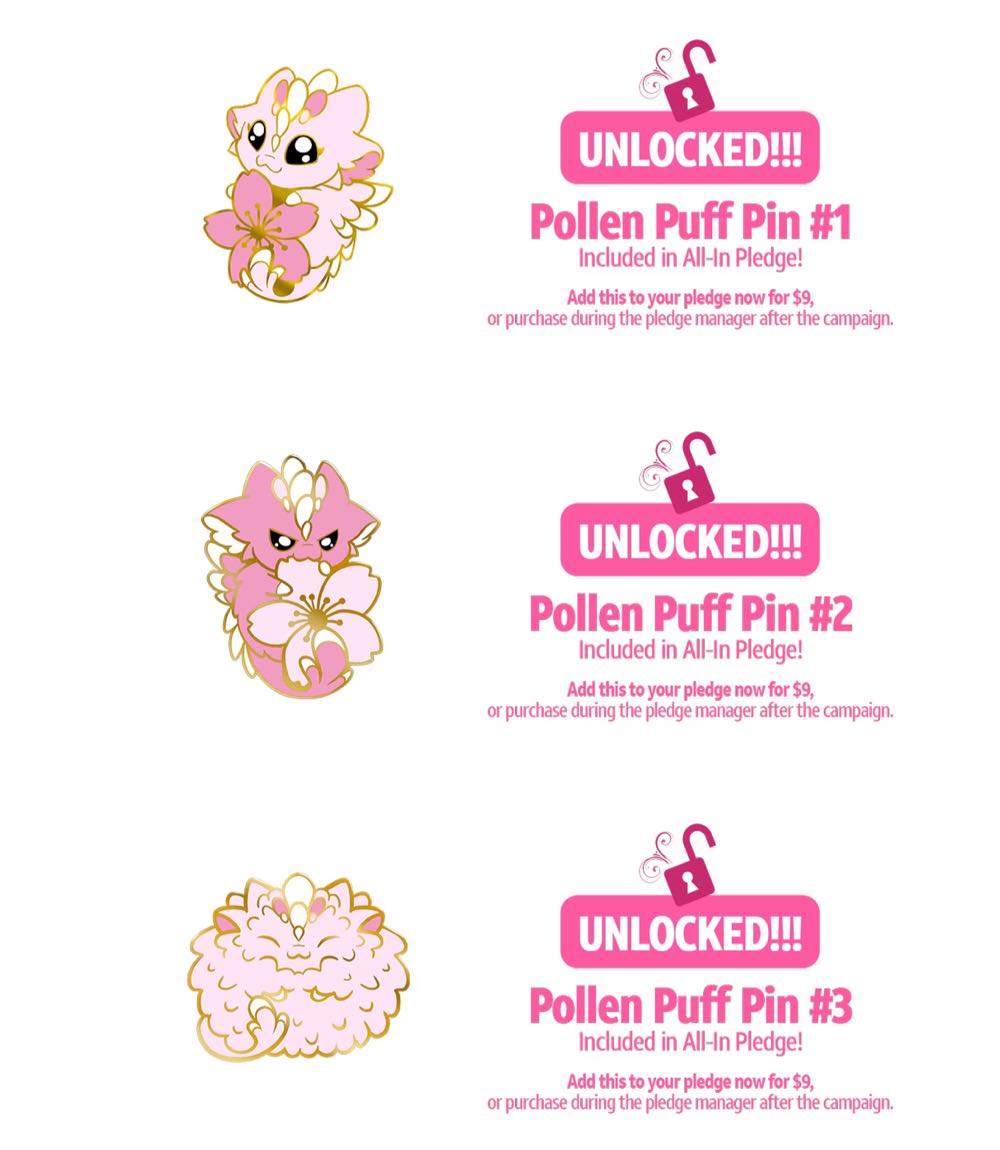 D&B Pollen Puffs (Cutie, Feisty, Sleepy) - Jade & Lotus Pintopia 2025 - Gold Enamel Pin pin collectible - Main Image 3