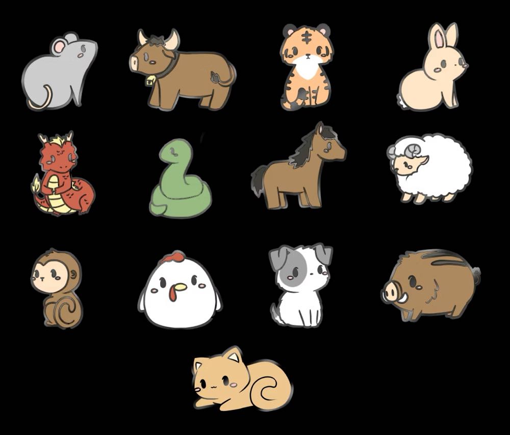 Mimosa Studio - Cute Chinese Zodiac Mini Pins - Enamel Pin pin collectible - Main Image 2