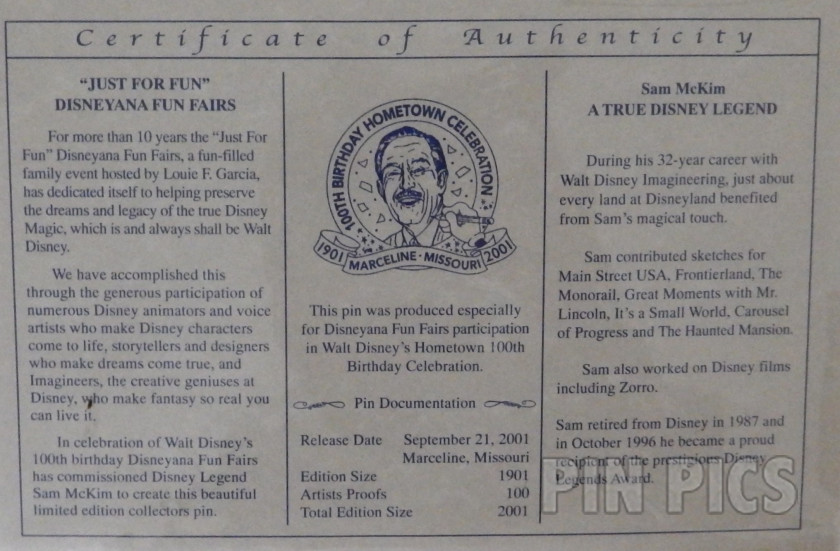 Walt Disney - Disneyana Fun Fairs - 100th Birthday Hometown Celebration - Red  pin collectible - Main Image 3