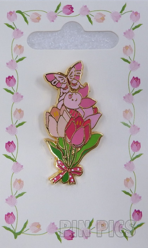 Japan - Piglet and Butterfly - Bouquet of Flowers - Tulips Pooh - Dangle - JDS  pin collectible - Main Image 3