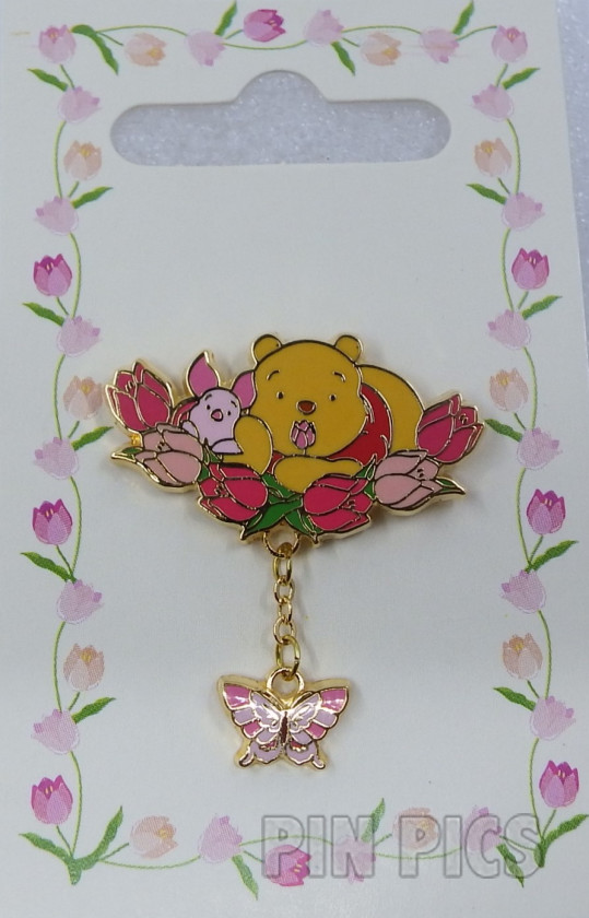 Japan - Pooh and Piglet - Butterfly - Tulip Pooh - Dangle - JDS  pin collectible - Main Image 3