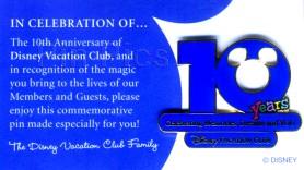 WDW - DVC 10th Anniversary - Cast  pin collectible - Main Image 3