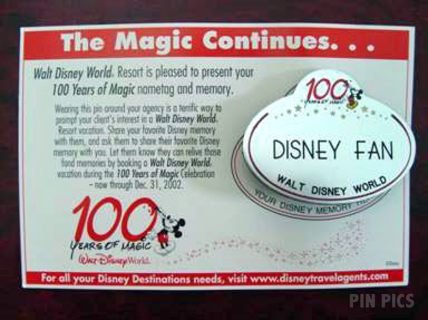 Walt Disney World - Disney Fan Name Badge - Travel Agent - 100 Years of Magic  pin collectible - Main Image 2