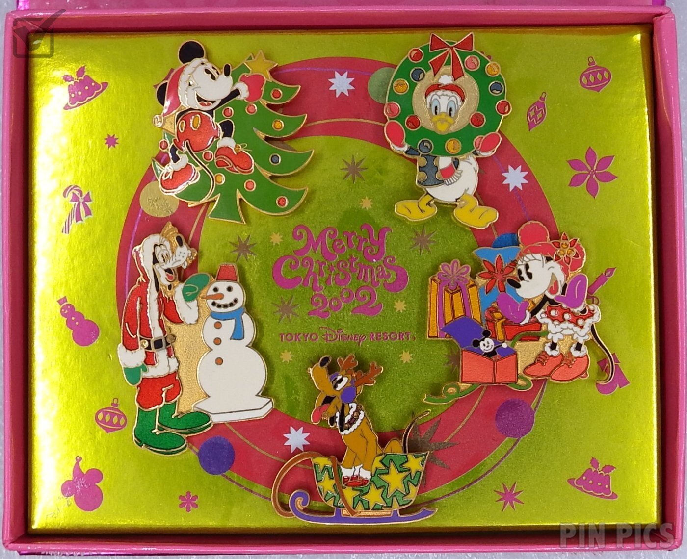 Japan - Mickey, Minnie, Donald, Goofy and Pluto - Christmas 2002 Set - TDL  pin collectible - Main Image 3