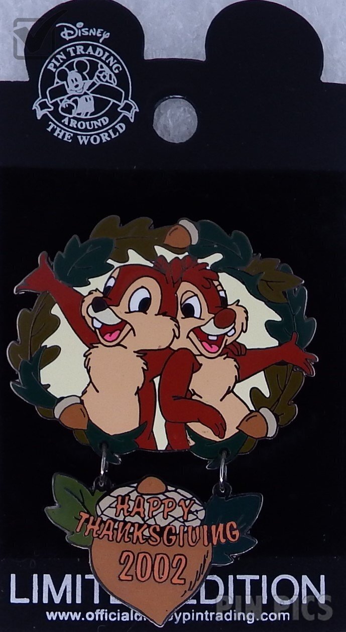 DLR - Chip and Dale - Happy Thanksgiving 2002 - Dangle  pin collectible - Main Image 3