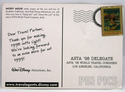 ASTA - Surfing Mickey - 98 Postage Stamp - 1998 California Convention - Walt Disney Attractions  pin collectible - Main Image 3