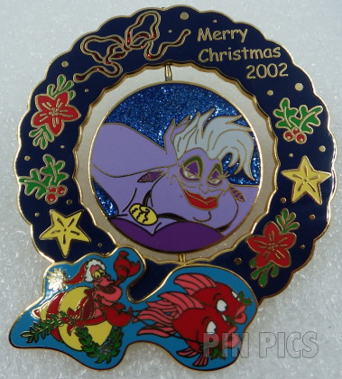 Japan - Ariel, Eric and Ursula - Wreath - Merry Christmas 2002 - Little Mermaid - Spinner - JDS  pin collectible - Main Image 2