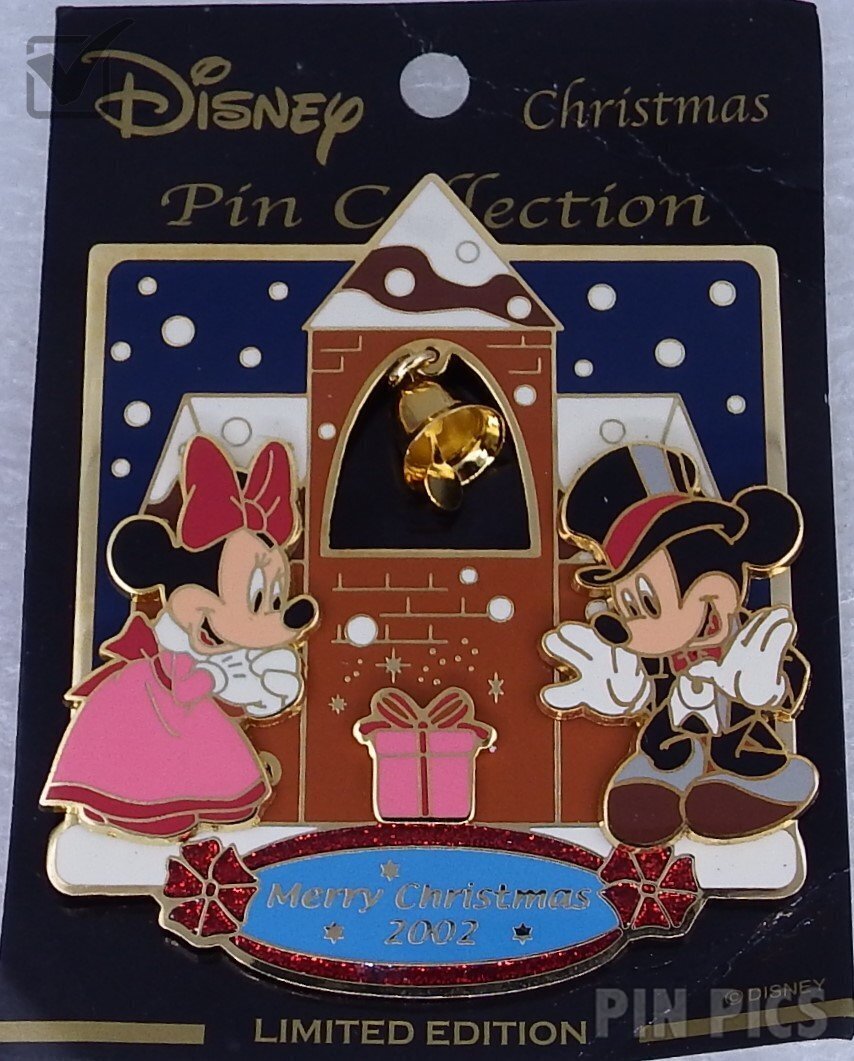 Japan - Mickey and Minnie Mouse - Bell - Merry Christmas 2002 - Slider  pin collectible - Main Image 3