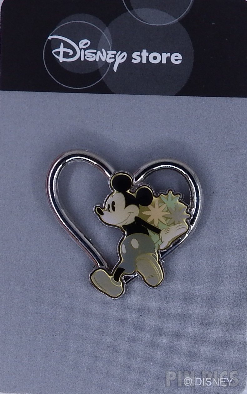Japan - Mickey Mouse - Black and White Mickey in Silver Heart - White Day 2003 - JDS  pin collectible - Main Image 3