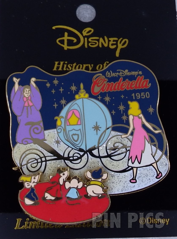 Japan - Cinderella, Fairy Godmother, Bert, Jaq, Luke and Gus - Cinderella 1950 - History of Art  pin collectible - Main Image 3