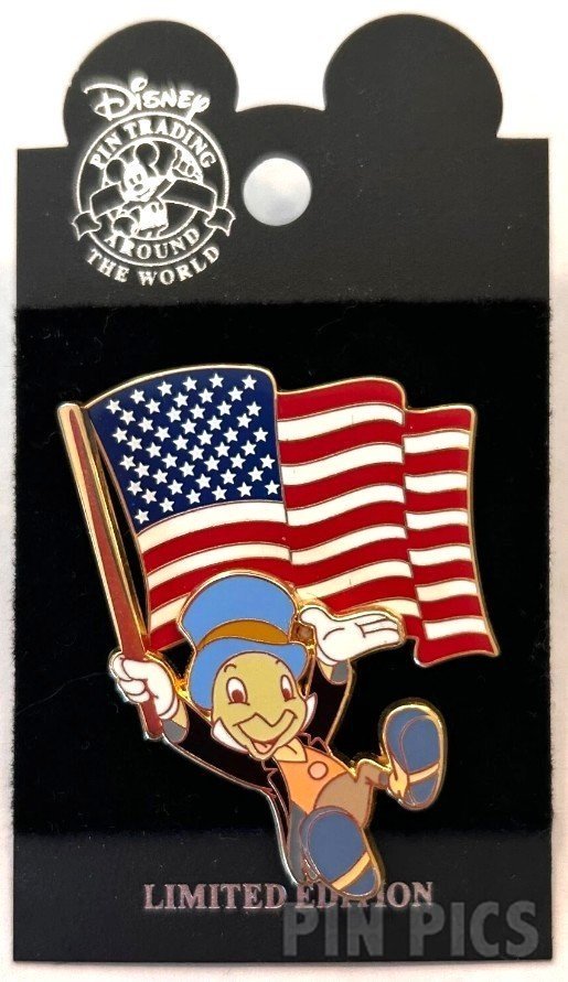 DLR - Jiminy Cricket Waving USA Flag - Mickey’s All American Pin Trading Festival  pin collectible - Main Image 3