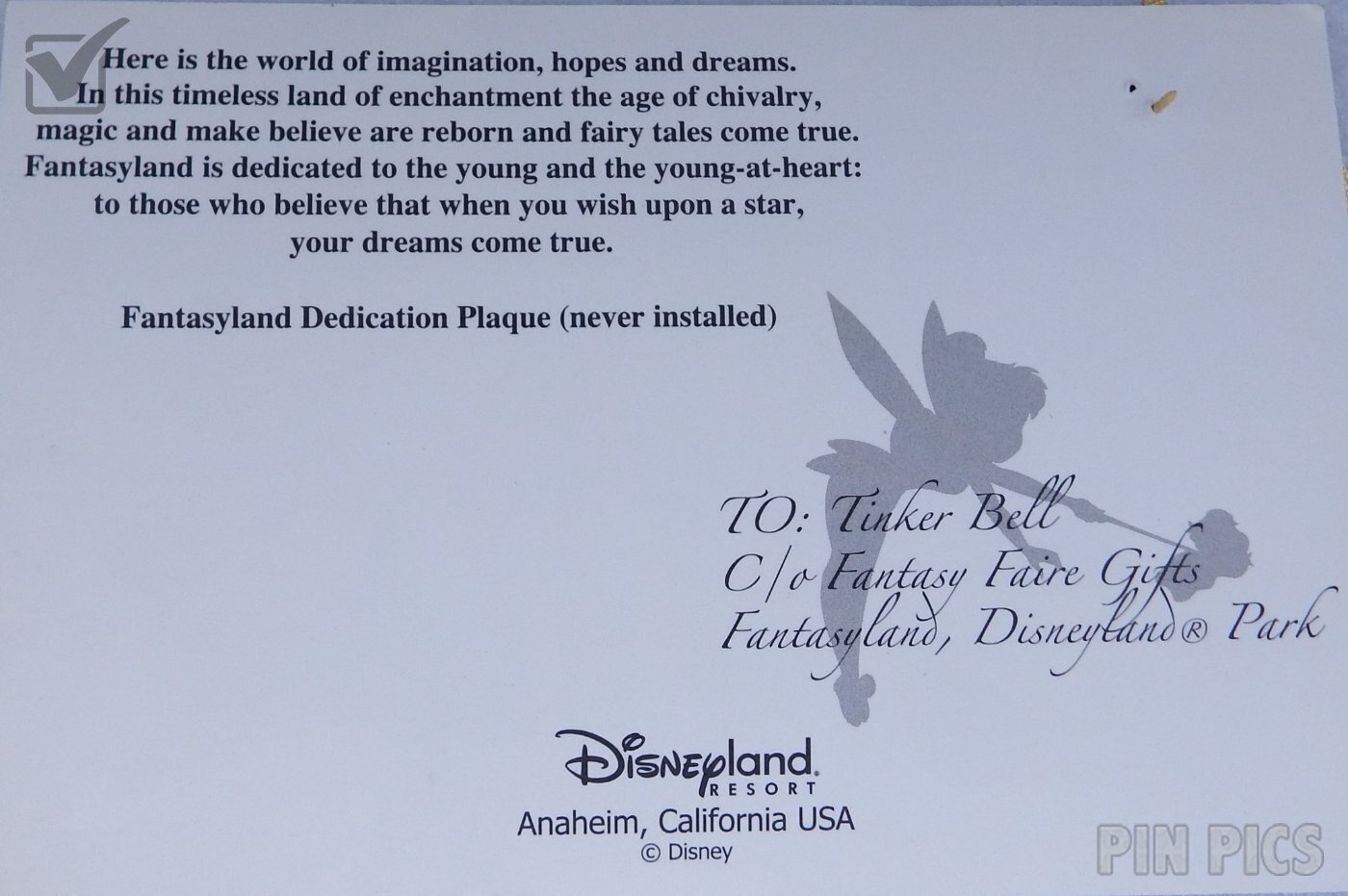 DLR - Tinker Bell - Fantasy Land - Mickey’s All American Pin Quest - 2003 Festival - 48th Anniversary - Peter Pan  pin collectible - Main Image 4