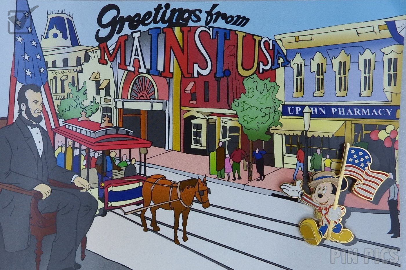 DLR - Mickey Carrying Flag - Completer - Mickey’s All American Pin Quest - 2003 Festival - 48th Anniversary  pin collectible - Main Image 3