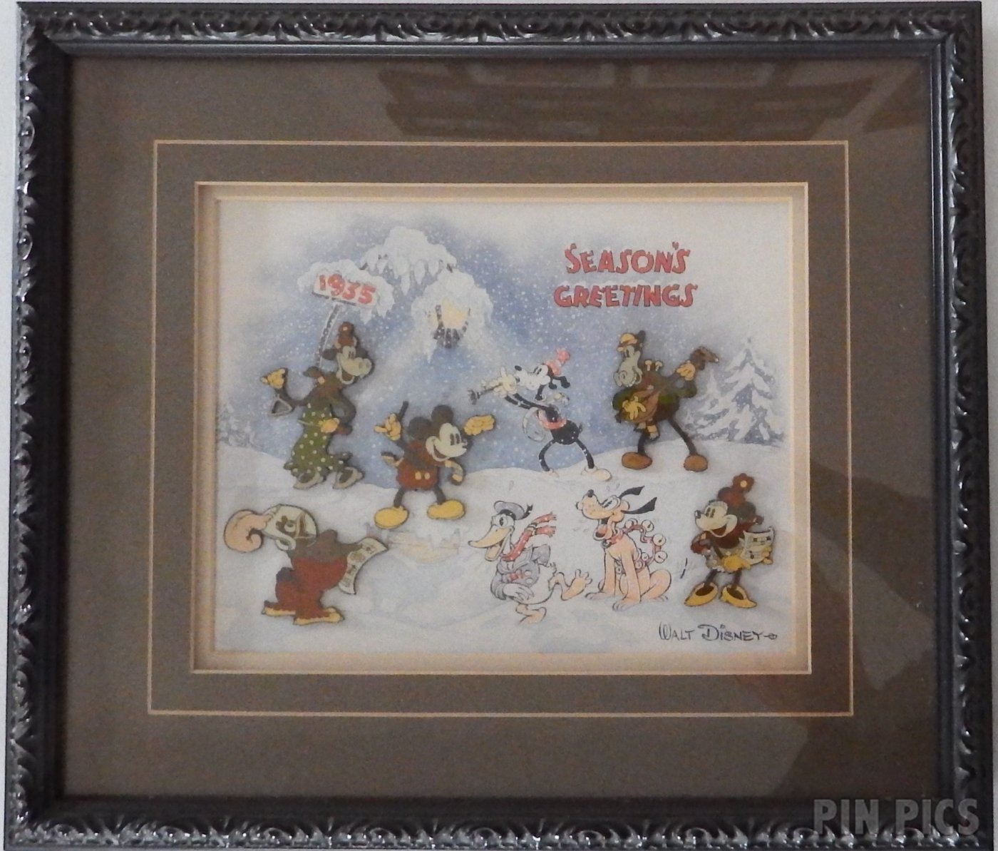 Seasons Greetings 1935 Framed Set  pin collectible - Main Image 2