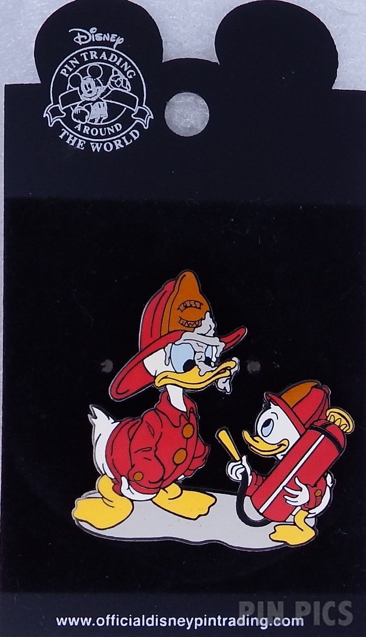 Donald with Nephew - Dressed as Firefighters  pin collectible - Main Image 3