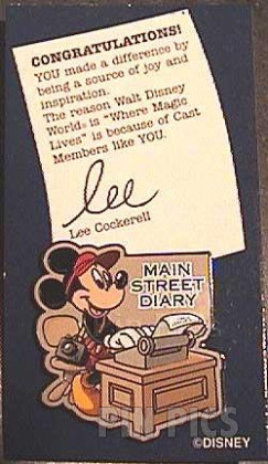 WDW - Mickey Mouse Typing - Main Street Diary - Cast Award - Version 1  pin collectible - Main Image 2