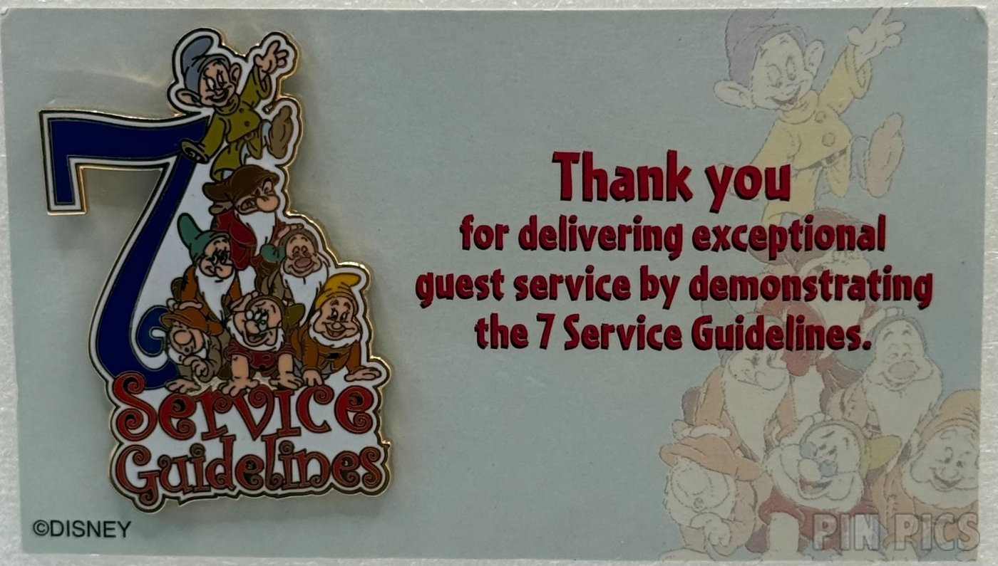 WDW - Snow White’s Seven Dwarfs - 7 Service Guidelines Cast Award  pin collectible - Main Image 3