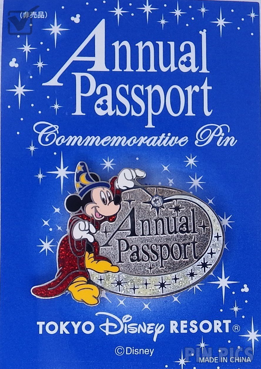 Japan - Sorcerer Mickey - 2 Park Annual Passport Gift - TDR  pin collectible - Main Image 3
