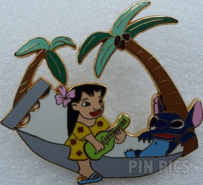 Bootleg - Lilo and Stitch in Hammock (Red Dress)  pin collectible - Main Image 2