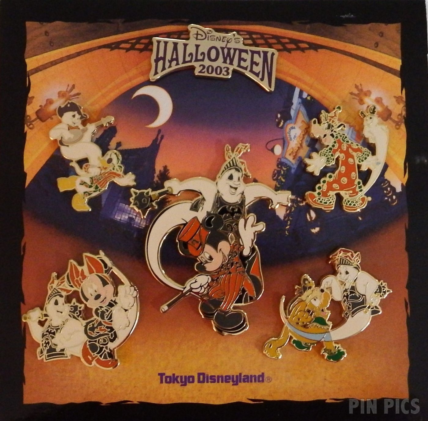 Japan - Ghosts, Donald, Minnie, Mickey, Goofy and Pluto - Halloween 2003 - Pin Frame Set - TDL  pin collectible - Main Image 2