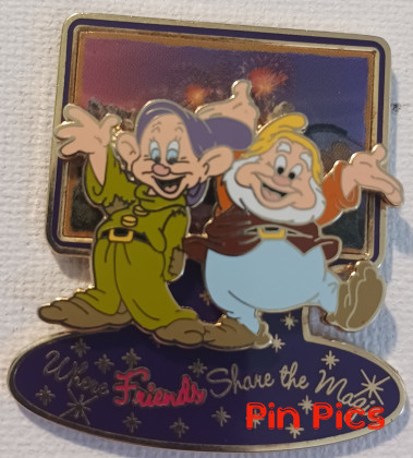 DLR - Dopey and Happy - Snow White and the Seven Dwarfs - Where Friends Share the Magic  pin collectible - Main Image 2