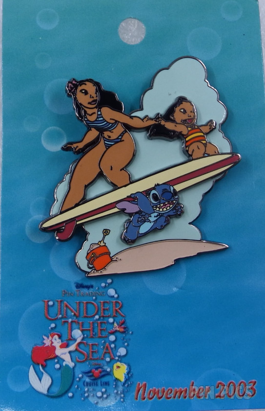 DCL - Lilo, Nani and Stitch Surfing - Pin Trading Under The Sea  pin collectible - Main Image 3