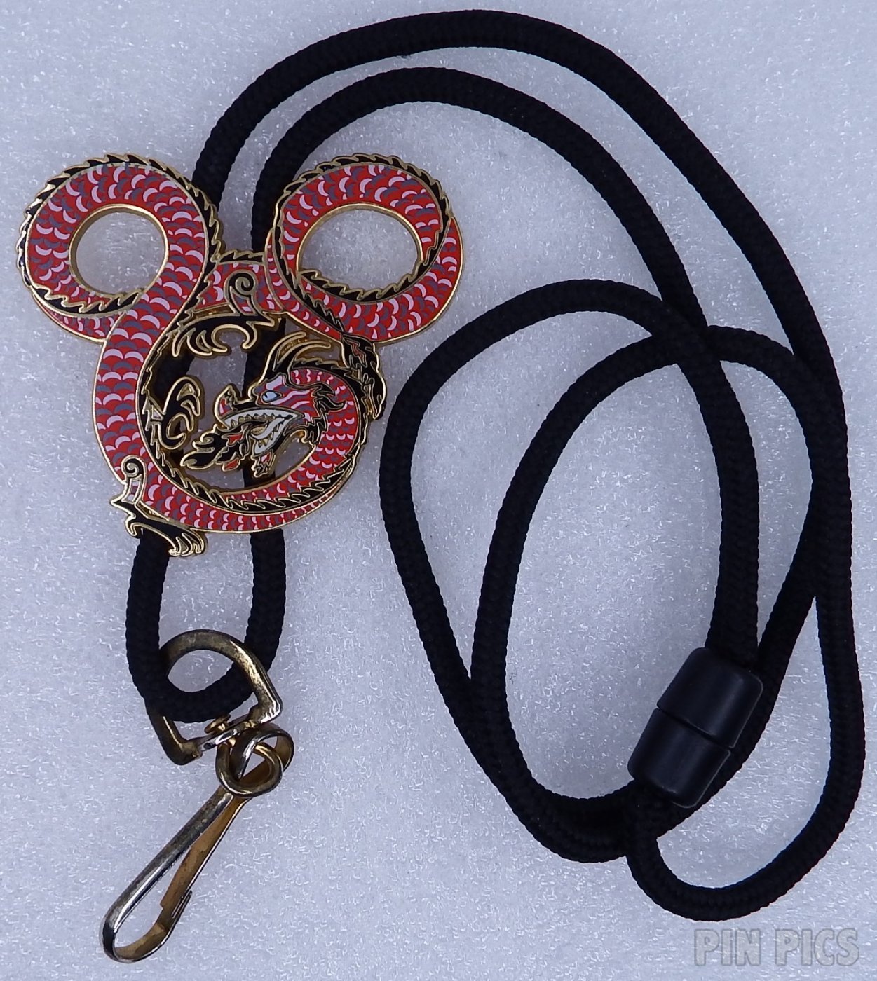 WDI - Chinese Dragon Mickey Head Cast Lanyard - Red  pin collectible - Main Image 3