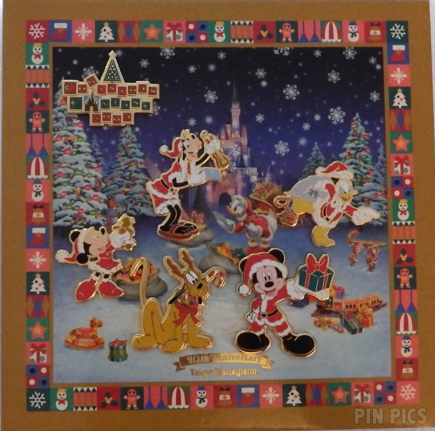 Japan - Mickey, Pluto, Minnie, Donald and Goofy - Christmas Fantasy 2003 - Frame Set - TDL  pin collectible - Main Image 2