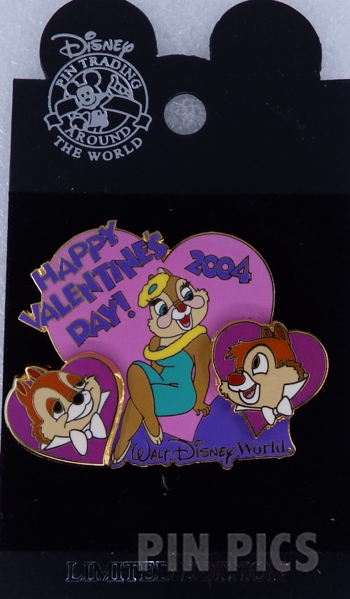 WDW - Chip, Dale and Clarice - Two Chips and a Miss - Happy Valentines Day 2004  pin collectible - Main Image 3