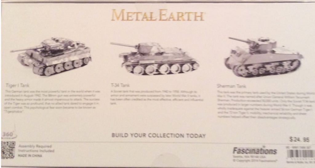 Metal Earth Tanks  model planes collectible [Barcode 032309014853] - Main Image 2