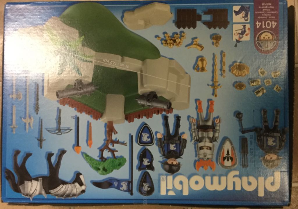 SUPER PLAY SET Playmobil 4014~Fortress w/ 3 Knights Horse Cannons~86 pcs~NIB~4+ - Castles & Knights (4014) playmobil collectible [Barcode 4008789040145] - Main Image 2