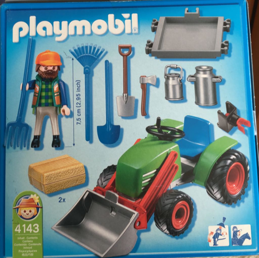Playmobil 4143 Farmer & Tractor w/ accessoriesinBox.  playmobil collectible [Barcode 4008789041432] - Main Image 2